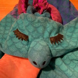 Xhilaration Dragon One Piece Hooded Pajamas. Size XS Pink, Blue, Teal, and Green